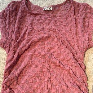 Free People Pink Lace Tee Shirt